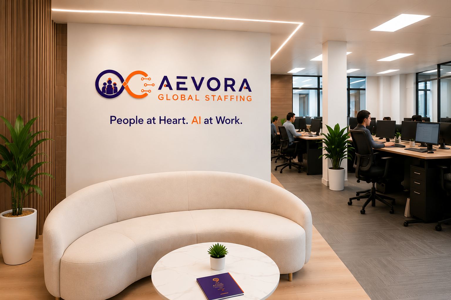 AEVORA Global Staffing Office Reception Environment