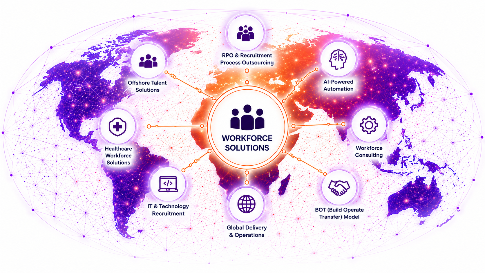 Aevora Global RPO and BPO Client Deployment Map
